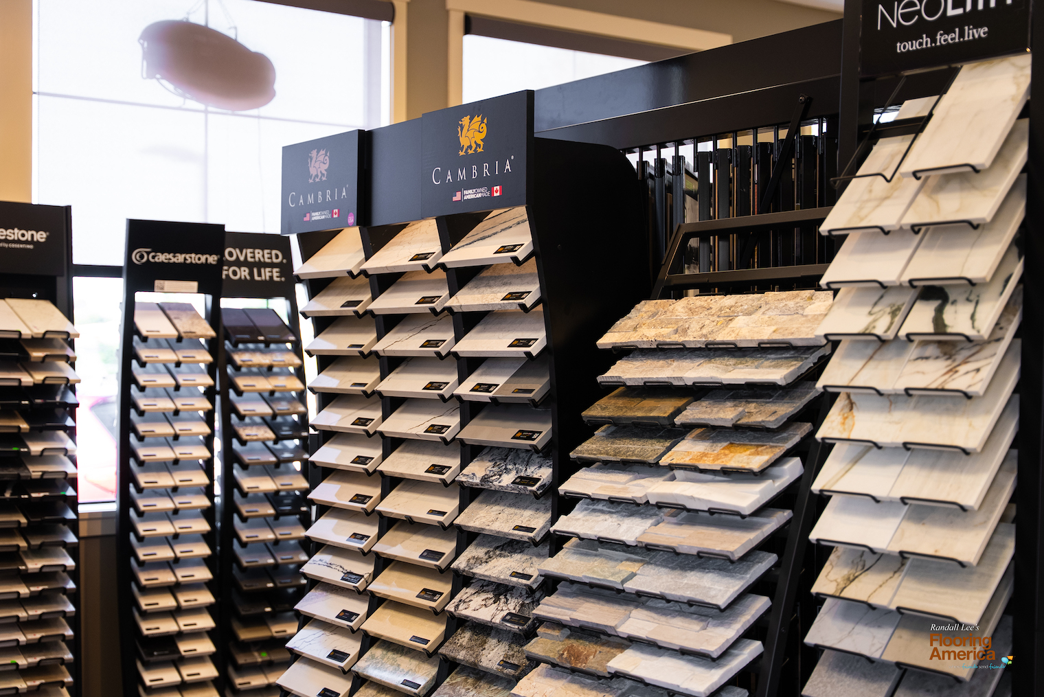 countertops selection at Randall Lee's Flooring America Seaside, OR, showroom